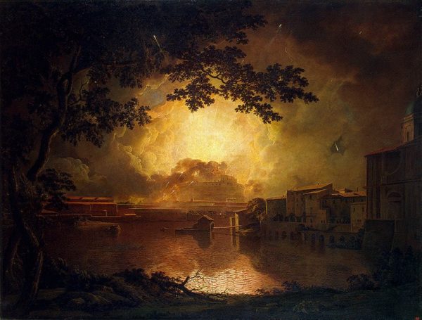 Firework Display at the Castel Sant' Angelo in Rome by Joseph Wright