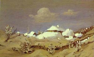 Winter, Spots Of Light On Cottage Roof by Arkhip Kuindzhi - hand-painted oil reproduction