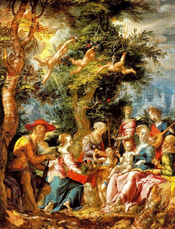 The Holy Family with Angels and Saints by Joachim Wtewael