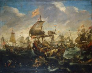 Sea Battle by Andries van Eertvelt - hand-painted oil reproduction