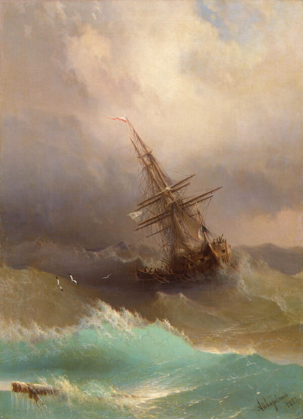 Ship in the Stormy Sea by Ivan Aivazovsky