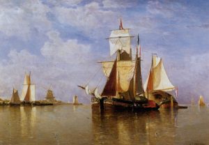 Shipping off the Dutch Coast by Paul Jean Clays - hand-painted oil reproduction