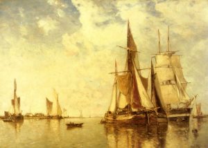 Shipping on the Scheldt by Paul Jean Clays - hand-painted oil reproduction