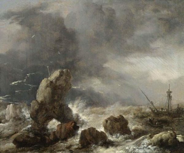 Ships Foundering in Stormy Seas by Philips Wouwerman