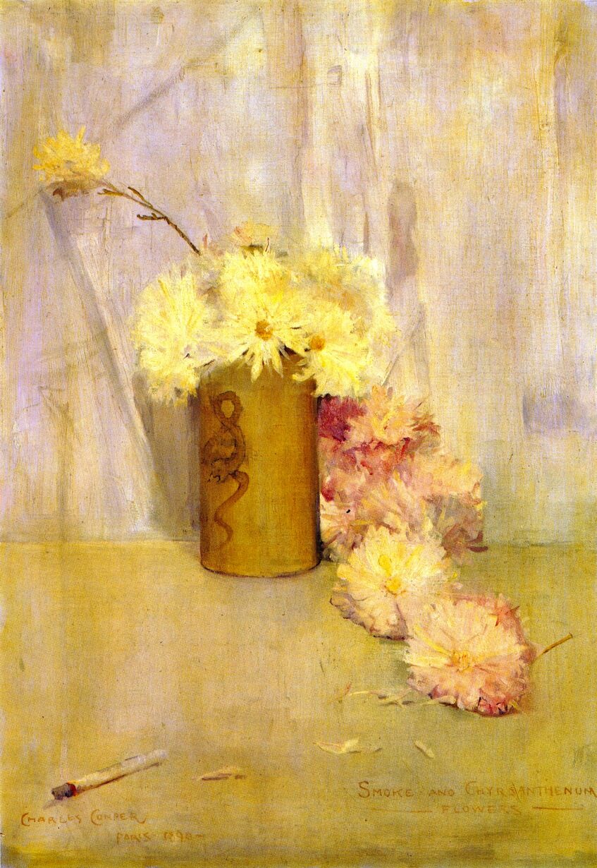 Smoke and Chrysanthemum Flowers by Charles Conder