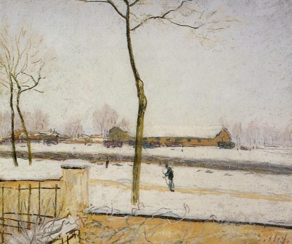 Snow Scene - Moret Station by Alfred Sisley