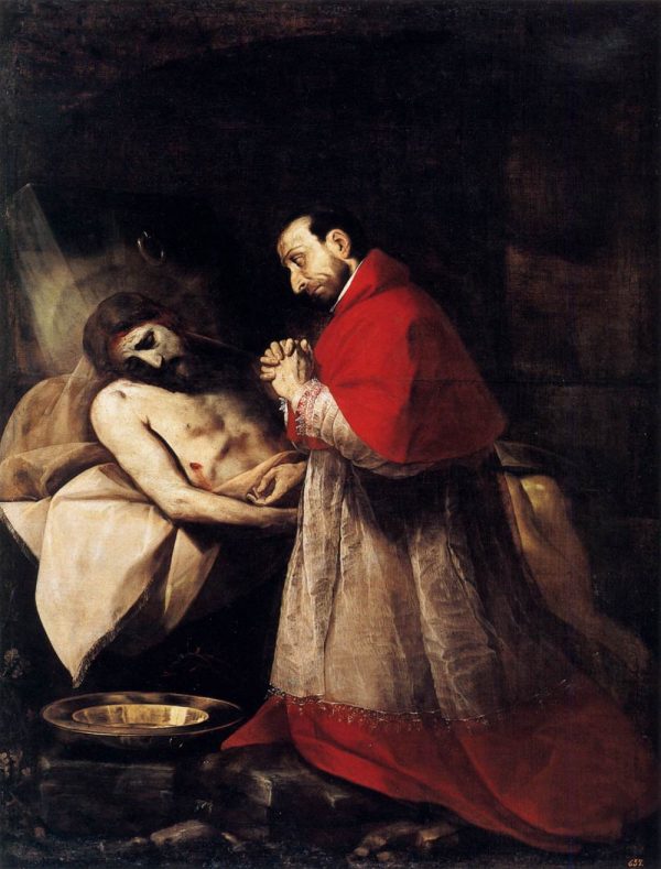 St Carlo Borromeo Adoring Christ by Giovanni Battista Crespi