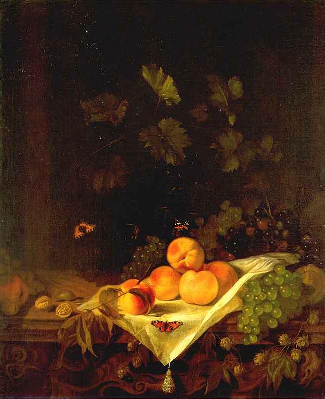 Still life with Peaches and Grapes