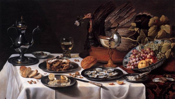 Still life with Turkey Pie by Pieter Claesz