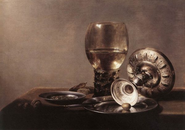 Still life with Wine Glass and Silver Bowl by Pieter Claesz