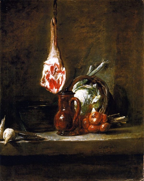 Still LIfe with Leg of Mutton by Jean-Baptiste-Simeon Chardin