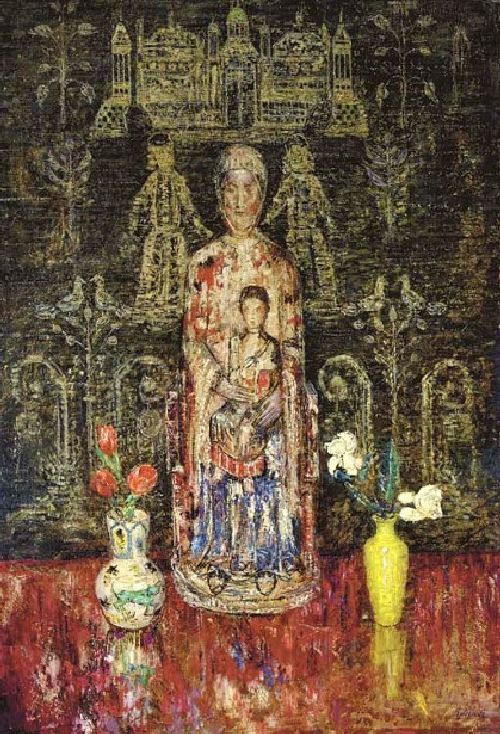 Still Life With Sculpture of Mother And Child by Henry Dearth