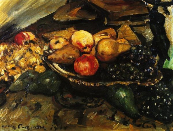Still Life with Fruit and Wine Glass by Lovis Corinth