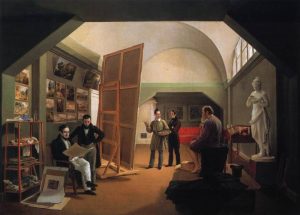 Painter Pyort Vasilyevich Basin's Studio by Kapiton Zelentsov - hand-painted oil reproduction
