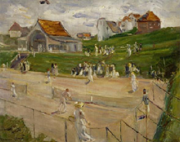 Tennis Court with Players by Max Liebermann