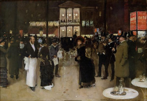 The Boulevard at Night in front of the Theatre des Varietes 1883 by Jean Beraud