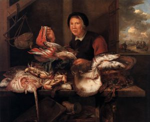 The Fishmonger by Abraham van Beyeren - hand-painted oil reproduction