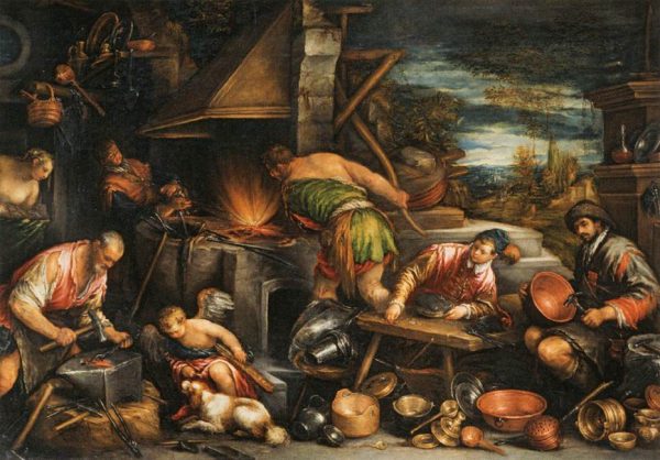 The Forge of Vulcan by Francesco Bassano