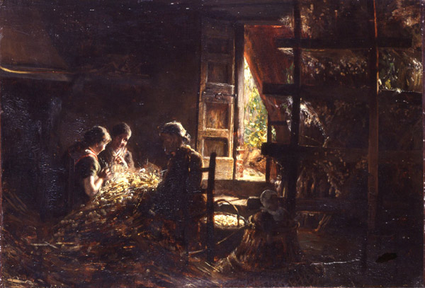 The Gathering of Silkworm Cocoons by Giovanni Segantini - hand-painted oil reproduction
