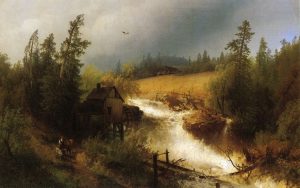 The Old Water Mill by Hermann Ottomar Herzog - hand-painted oil reproduction
