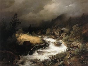The Old Water Mill III by Hermann Ottomar Herzog - hand-painted oil reproduction