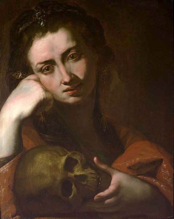 The Penitent Magdalen or Vanitas by Angelo Caroselli