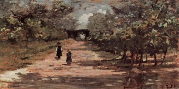 The Tree Avenue with Two Children by Giovanni Fattori