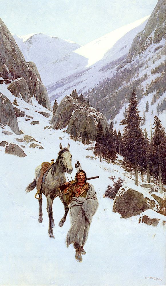 Through the Pass - Winter by Henry Farny - hand-painted oil reproduction