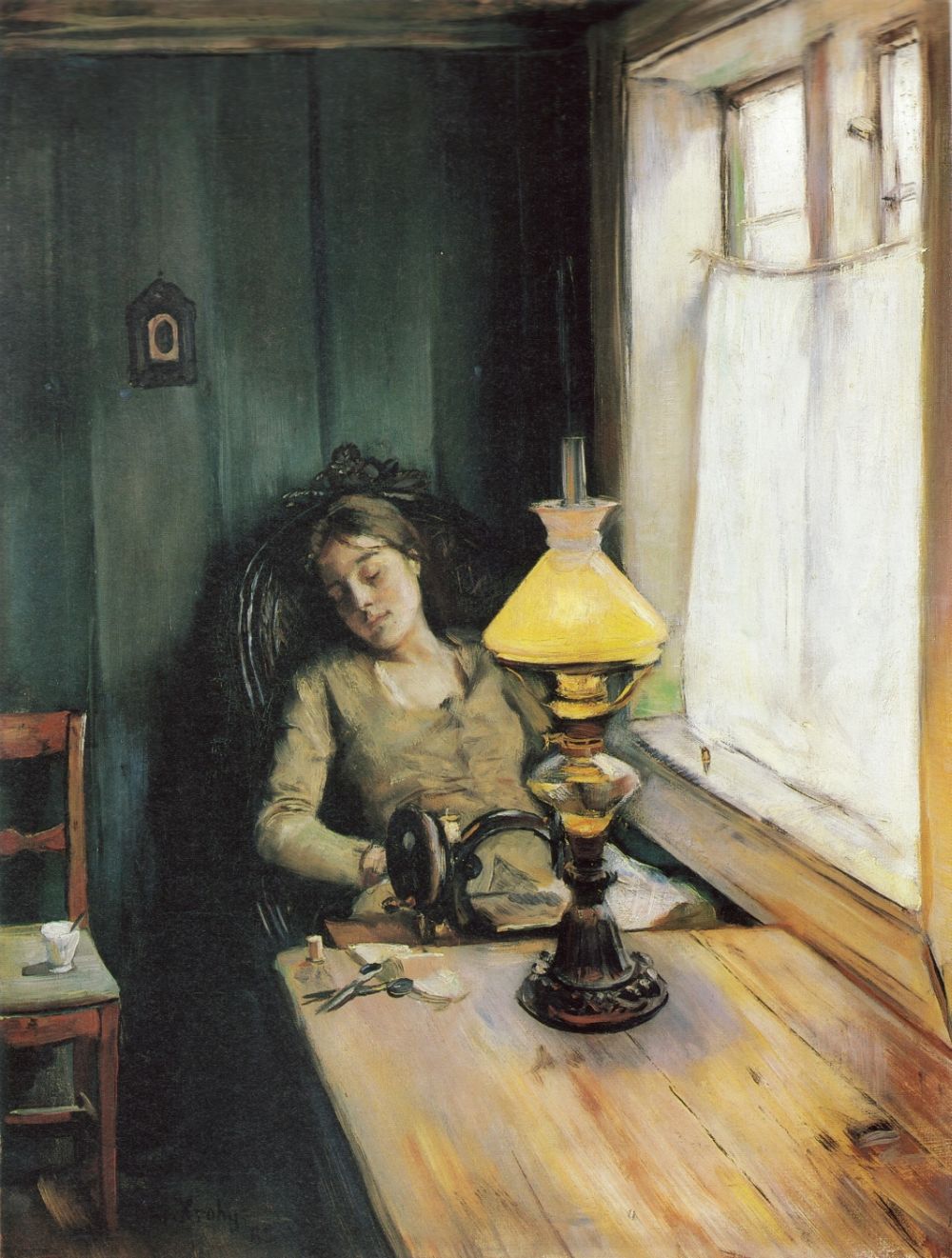 Tired by Christian Krohg - hand-painted oil reproduction