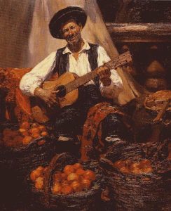 Tocando la Guitarra by Jose Benlliure y Gil - hand-painted oil reproduction