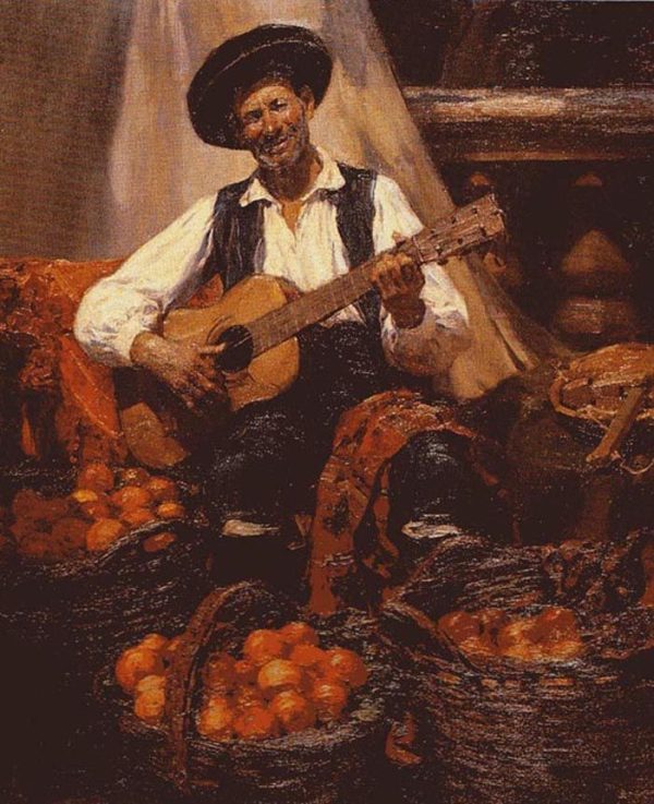 Tocando la Guitarra by Jose Benlliure y Gil