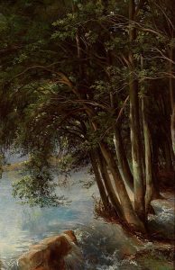 Trees at the Bank by Alexandre Calame - hand-painted oil reproduction