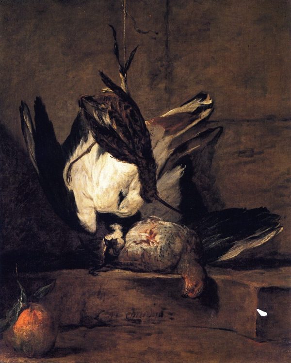 Tufted Lapwing Grey Partridge Snipe and Seville Orange by Jean-Baptiste-Simeon Chardin