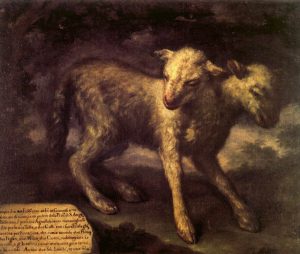 Two-Headed Lamb by Bartilomo Bimbi - hand-painted oil reproduction