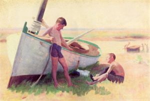 Two Boys by a Boat by Thomas Pollock Anshutz - hand-painted oil reproduction