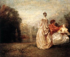 Two Cousins by Antoine Watteau - hand-painted oil reproduction