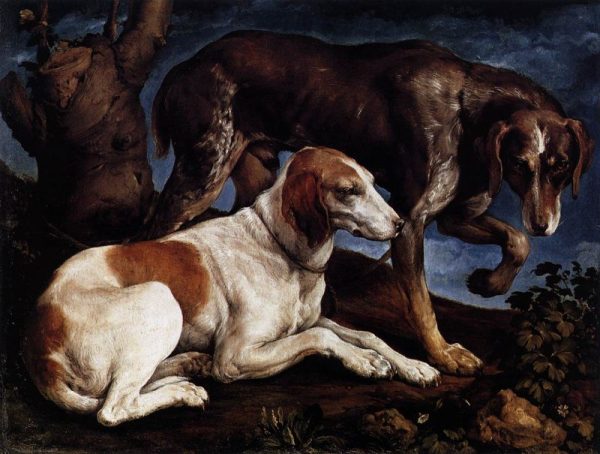 Two Hounds by Jacopo Bassano