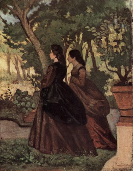 Two Ladies in the Garden of Castiglioncello by Giovanni Fattori - hand-painted oil reproduction