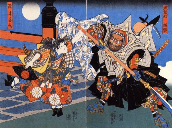 Uchiwakamaru Fighting Benkei by Utagawa Kuniyoshi