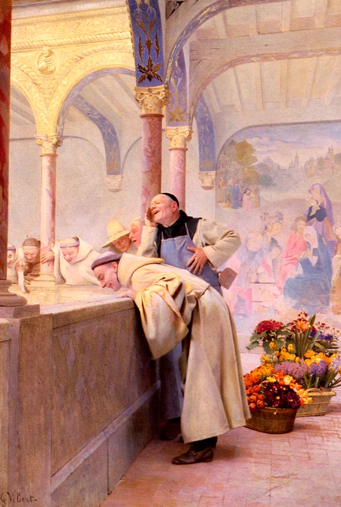 Un Scandale by Jehan Georges Vibert - hand-painted oil reproduction