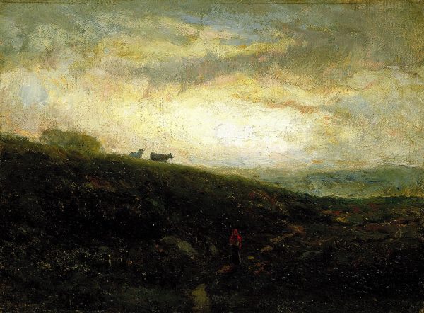 Untitled (cows descending hillside) by Edward Mitchell Bannister