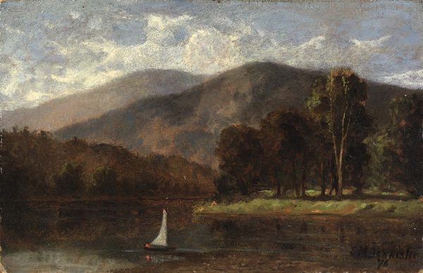 Untitled (sailboat in river) by Edward Mitchell Bannister