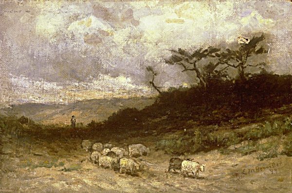 Untitled (shepherd with sheep) by Edward Mitchell Bannister