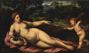 Venus and Amor by Paris Bordone - hand-painted oil reproduction