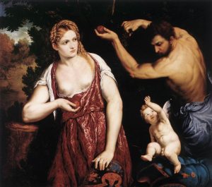 Venus and Mars with Cupid by Paris Bordone - hand-painted oil reproduction