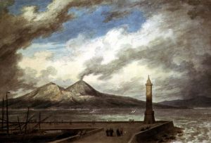 Vesuvius and Somma from the Mole at Naples by John Robert Cozens - hand-painted oil reproduction
