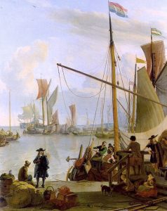 View from the Mussel Pier in Amsterdam by Ludolf Backhuysen - hand-painted oil reproduction