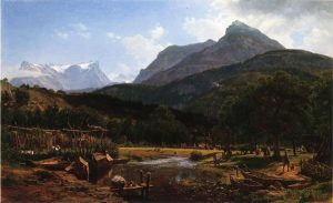 View near Lake Lucerne by Thomas Worthington Whittredge - hand-painted oil reproduction