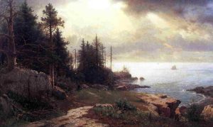 View of Mount Desert by William Stanley Haseltine - hand-painted oil reproduction