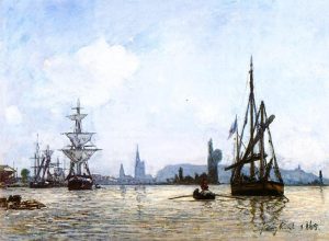 View of Rouen by Johan Jongkind - hand-painted oil reproduction
